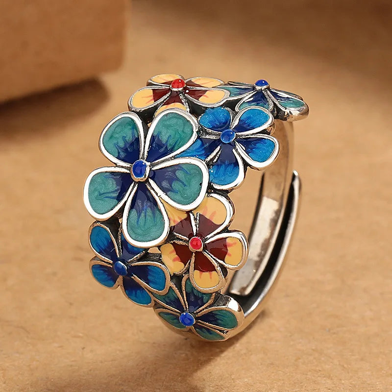 Adjustable Enamel Petal Ring