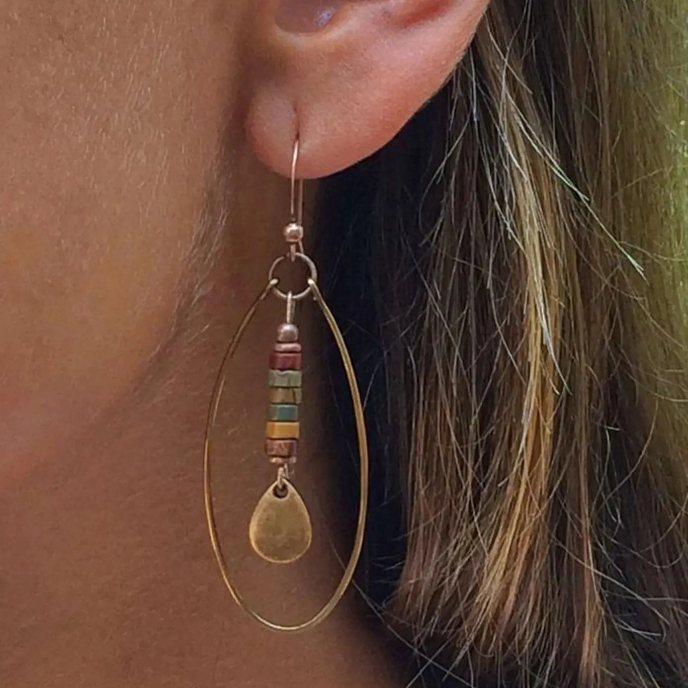 Brass-tone Oval Earrings
