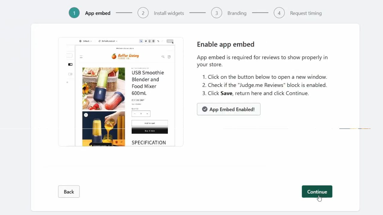 Step 2.2 how to add reviews to Shopify with Judge.me