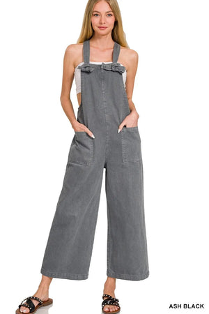 Zenana Washed Knot Strap Pockets Jumpsuit - CatConcepts