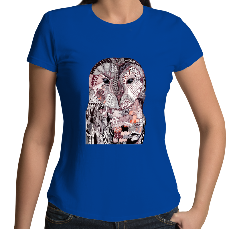Womens T-shirt - 'Wise Owl' Original Colour - Front