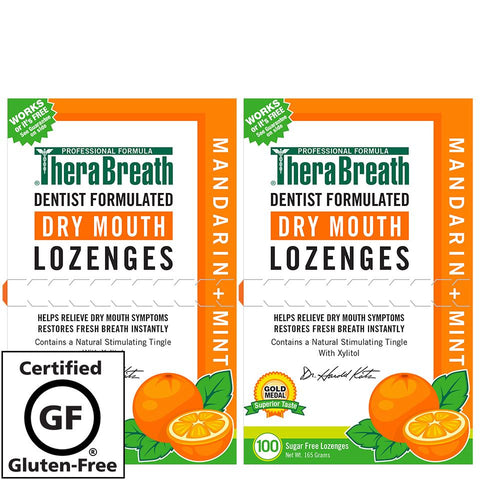 TheraBreath Dry Mouth Lozenges - Mandarin Mint - 100 Lozenges - Pack of 2