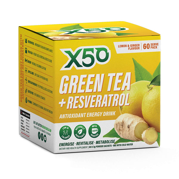 Tribeca Health - X50 Green Tea - Resveratrol Lemon and Ginger - 60 Ser ...