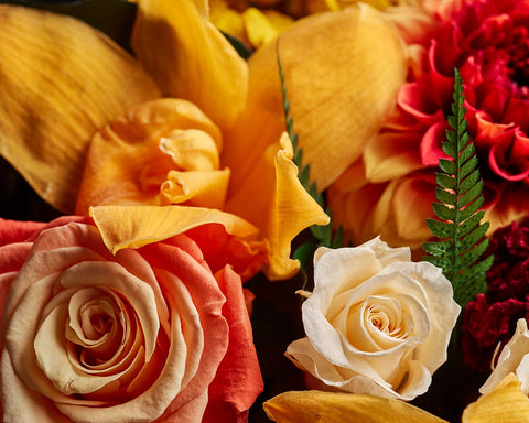 Flower composition of yellow tones. Flower gifts