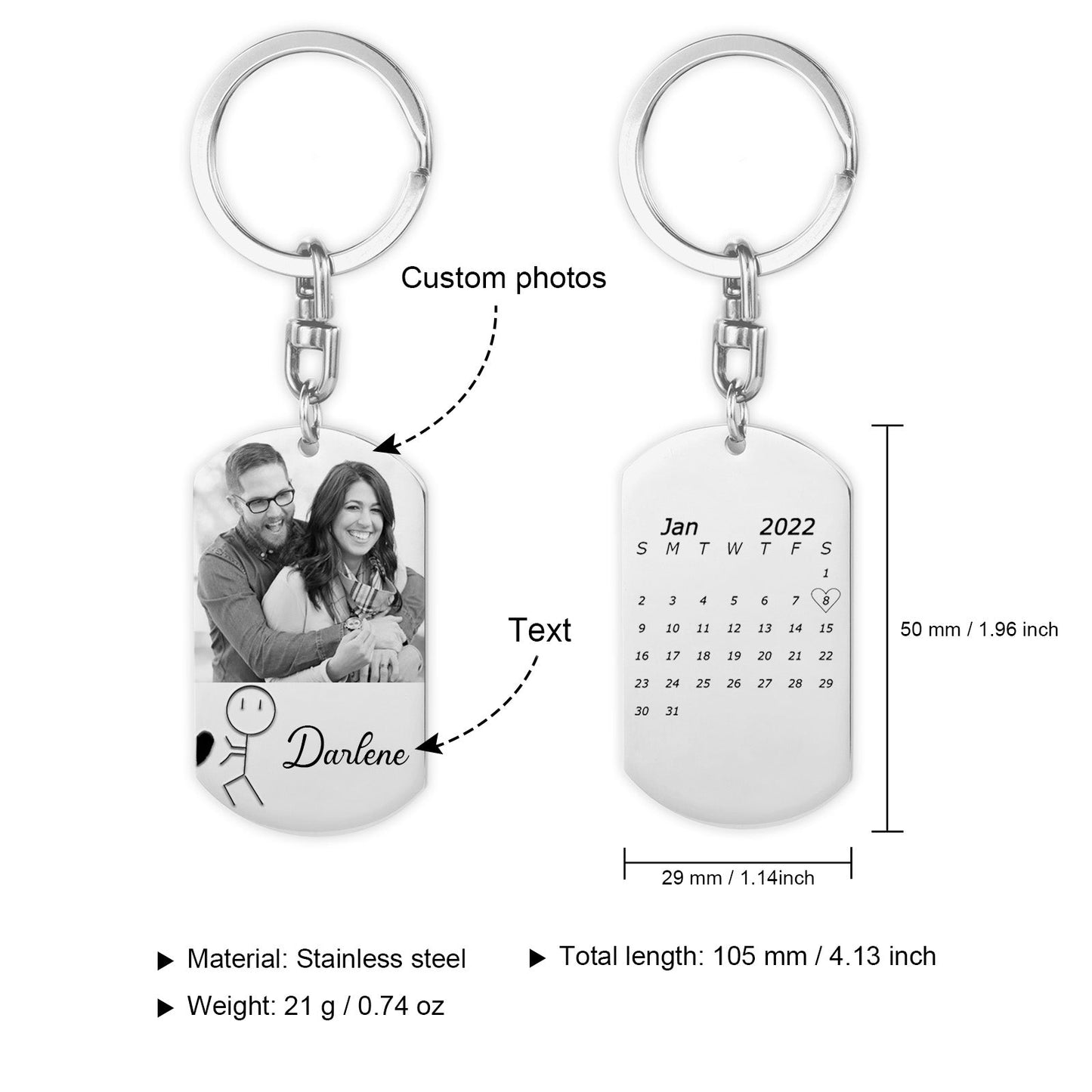 Valentine's Day Gift Anniversary date ideas Couple Keychain Customized Photo Funny Heart Matching Keyring
