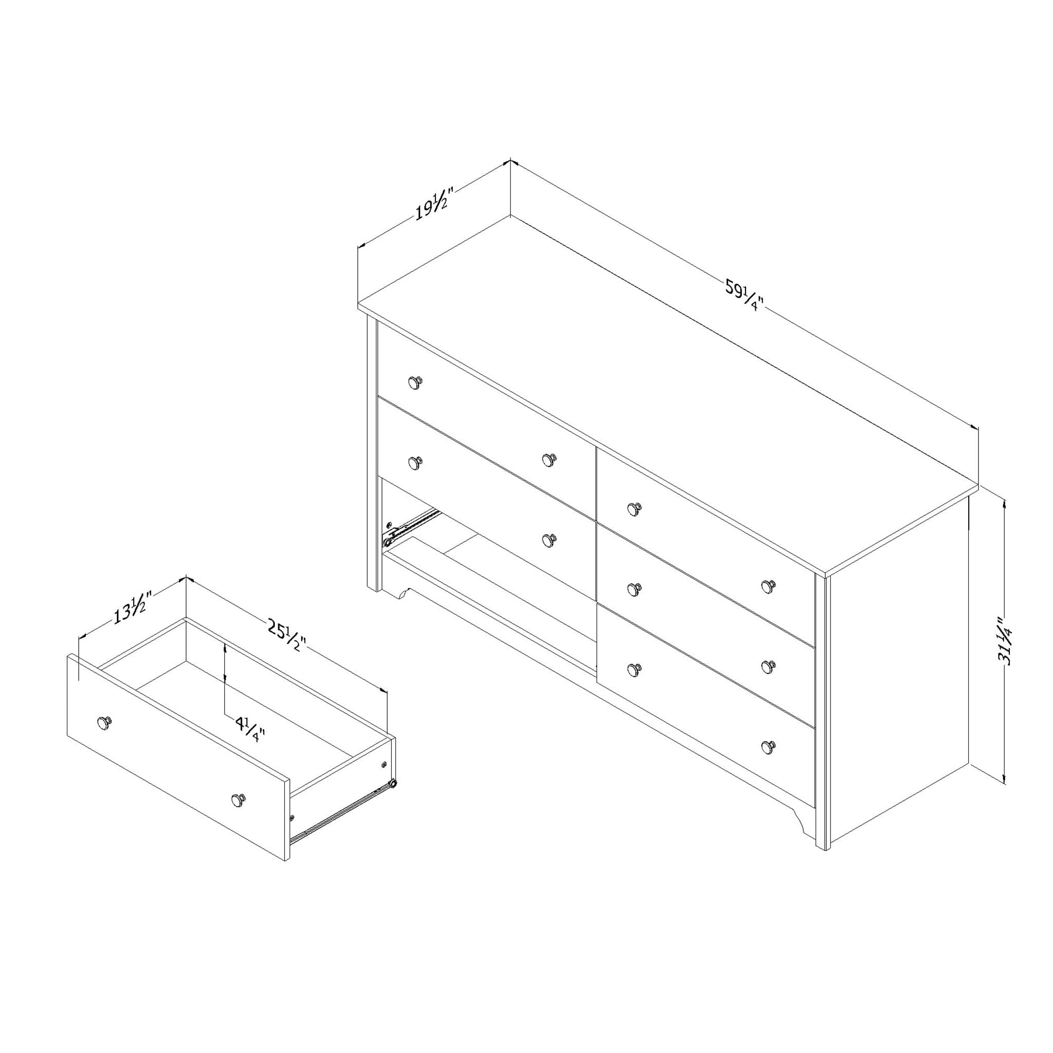 6-Drawer Double Dresser - Vito Soft Gray