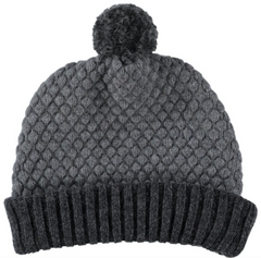 Lambswool beanie hat in charcoal and grey