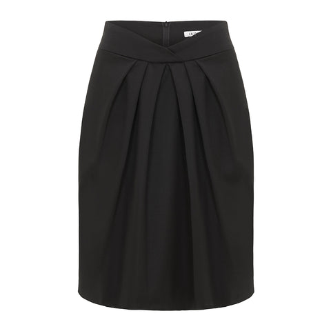 Outsider pleat frot skirt in black organic wool ethical fashion