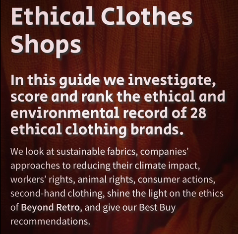 Outsider included in the Ethical Clothes Shop Guide from Ethical Consumer