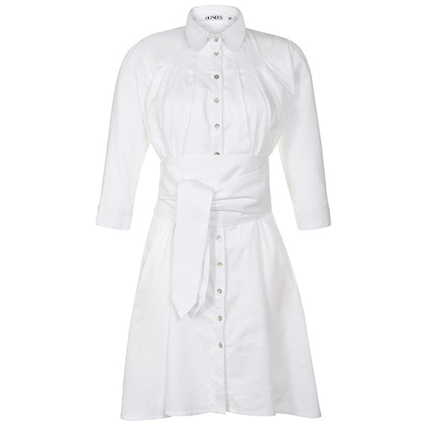 Outsider shirt dress with obi belt in white - Outsider Fashion