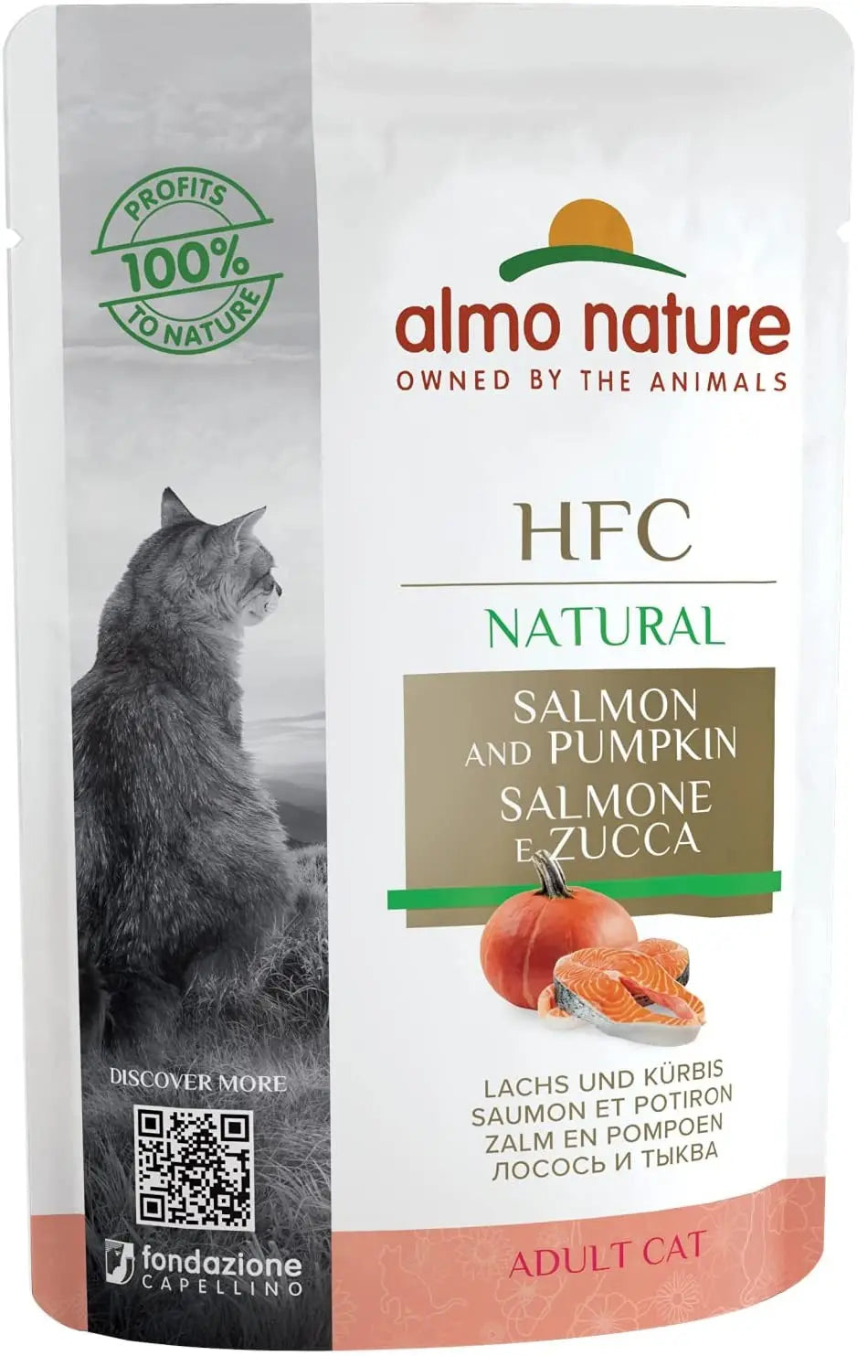 ALMO NATURE CAT HFC POUCHE 55GR SALMON Y CALABAZA