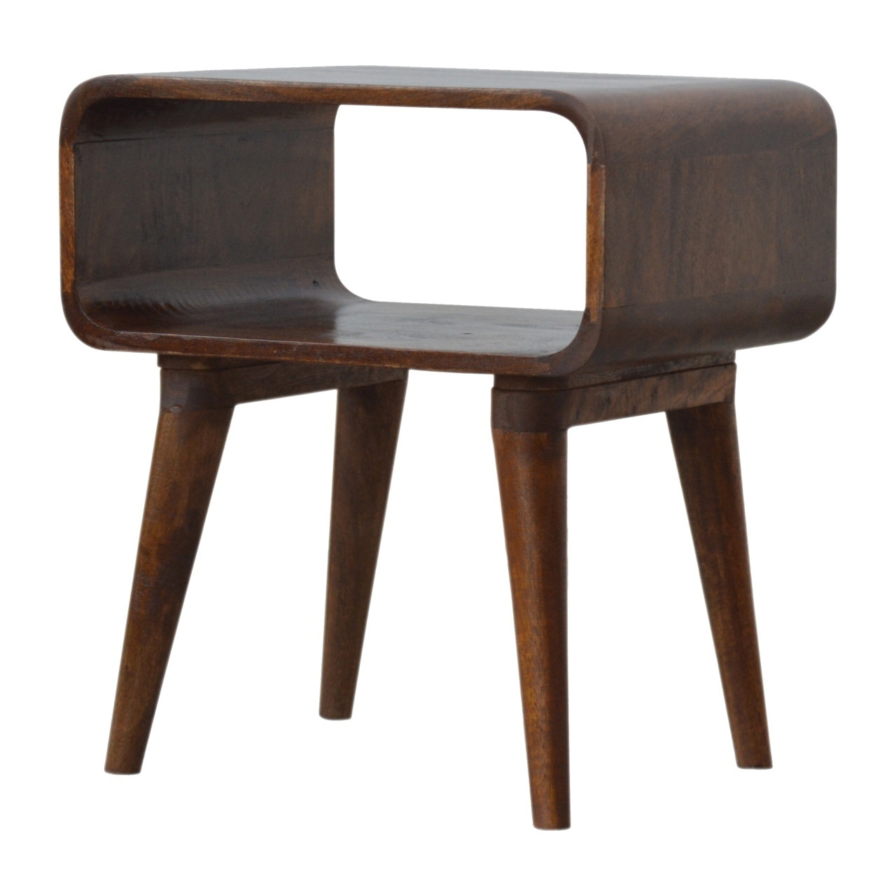Artisan Furniture Solid Wood Curved Open Chestnut Nightstand