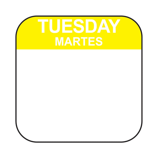 Tuesday - Martes .75 Dissolvable Date Label