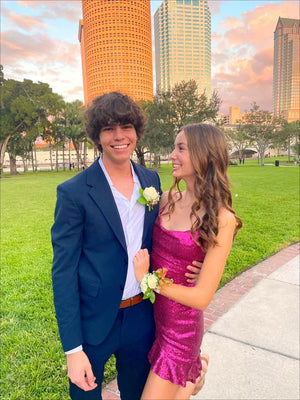 Fuchsia Sequins Straps Sheath Cute Homecoming Dress Sparkly Party Dress Wholesale - Aimishang Dresses Wholesale