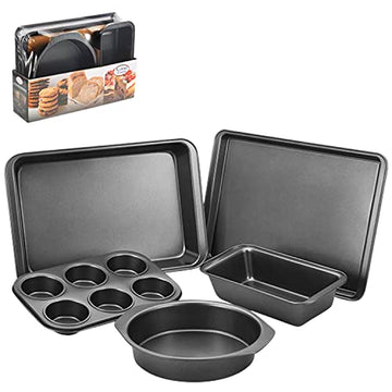 Alpine Cuisine Muffin Pan Big 6 Cup 12.5-Inch - Nonstick Carbon Steel Pan -  Black Easy Release, Leak-Proof & Heavy Duty Big Muffin Pan - Easy to Clean