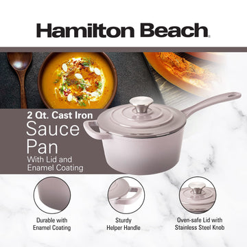 Hamilton Beach Enameled Cast Iron Fry Pan with Lid 10-Inch Red, Cream Enamel  coating, Skillet Pan For Stove top and Oven, Even Heat Distribution, Safe  Up to 400 Degrees, Durable and Dishwasher