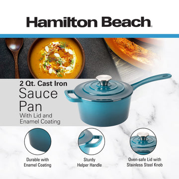 Hamilton Beach Enameled Cast Iron Fry Pan 8-Inch Navy, Cream Enamel co