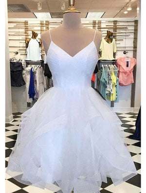 Ball Gown Homecoming Dresses Glittering Dress Party Wear Short / Mini Sleeveless Spaghetti Strap Tulle with Glitter - DingJi WeddingDress