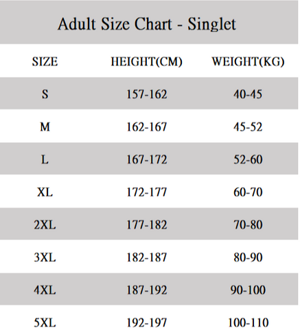 size chart of The 80's Retro Striped Wrestling Singlets - Men's Singlets, Bodysuits, Rompers & Jumpsuits - pridevoyageshop.com