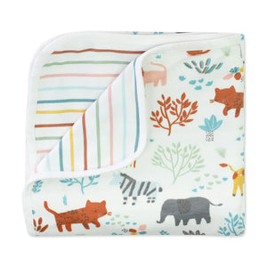 Organic Cotton Receiving Blanket in Safari Pals Print - Earth Friendly Children - Organic Cotton Receiving Blankets
