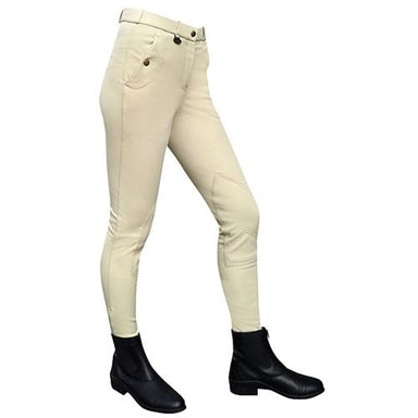 QHP Emma Softshell Full Grip Junior Competition Breeches - Beige