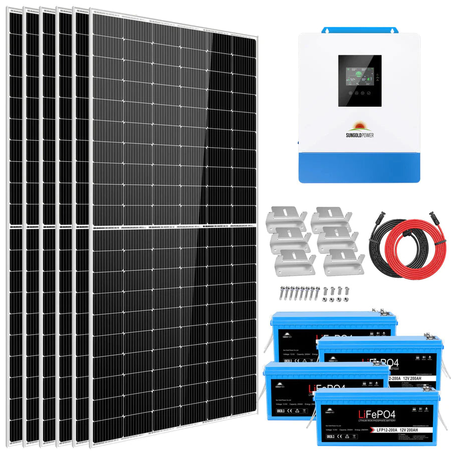 SunGold Power Solar Kit 5000W 48V 120V output 10.24KWH Lithium Battery 2700 Watt Solar Panel SGK- 5PRO