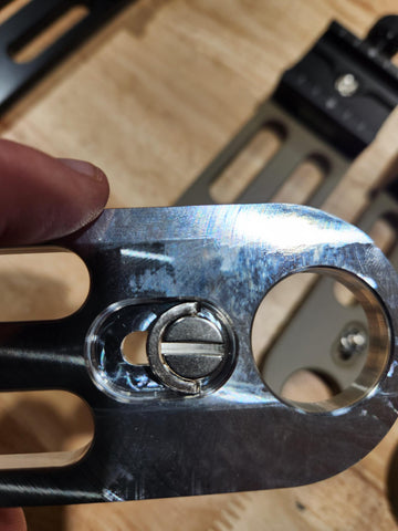 Showing how to align the D-Ring screw in the slot on the Xero Sled