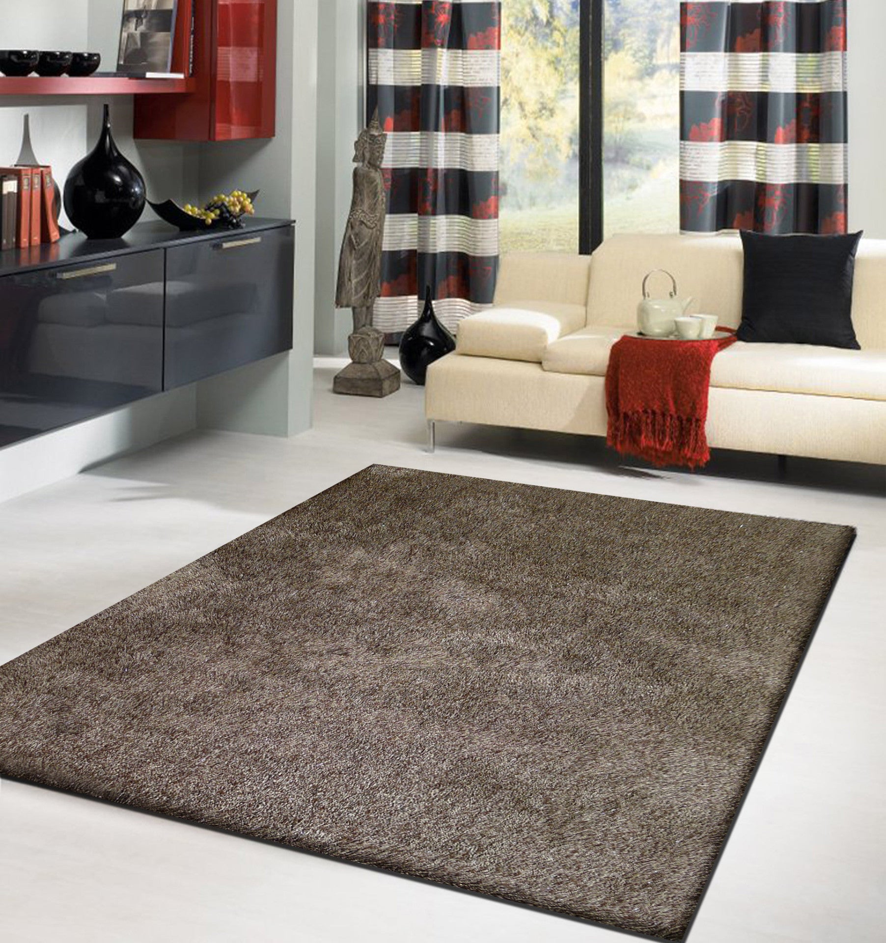 2 Tone Brown Long Soft Durable Shag Area Rug Rug Addiction