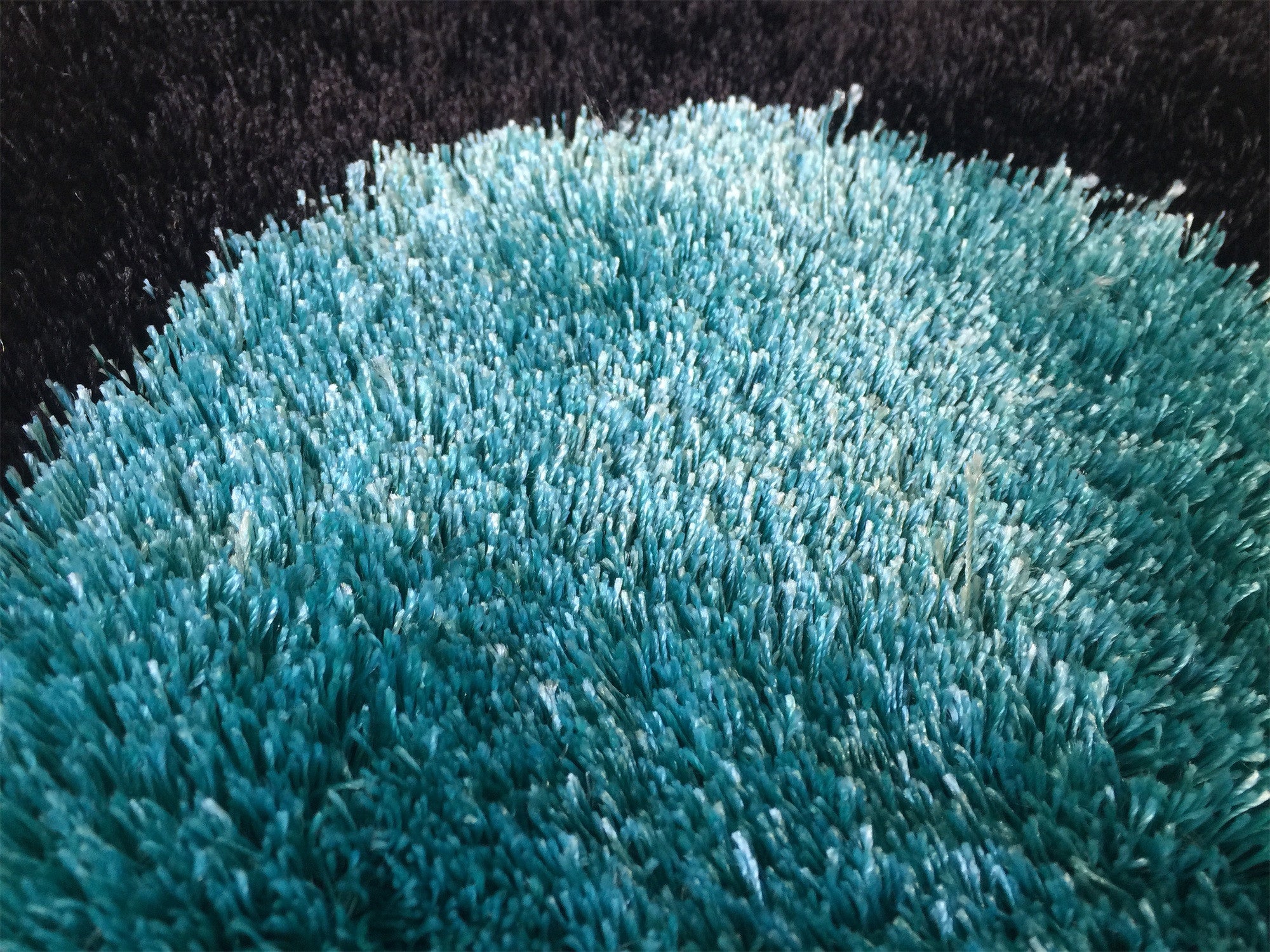 Soft Black with Grey and Green Indoor Bedroom Shag Area Rug Rug