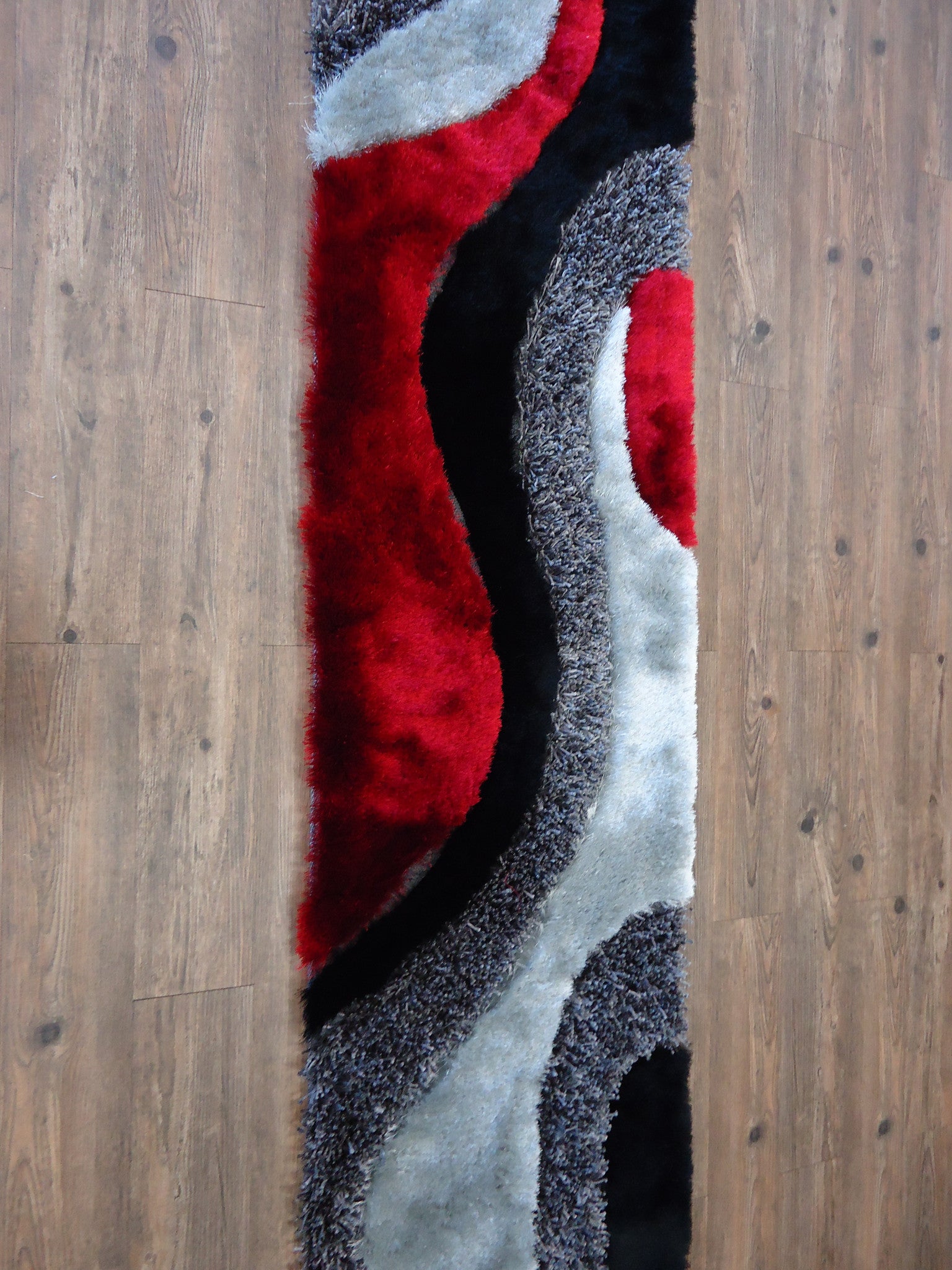 Black Grey with Red Shag Area Rug by RugAddiction Rug Addiction