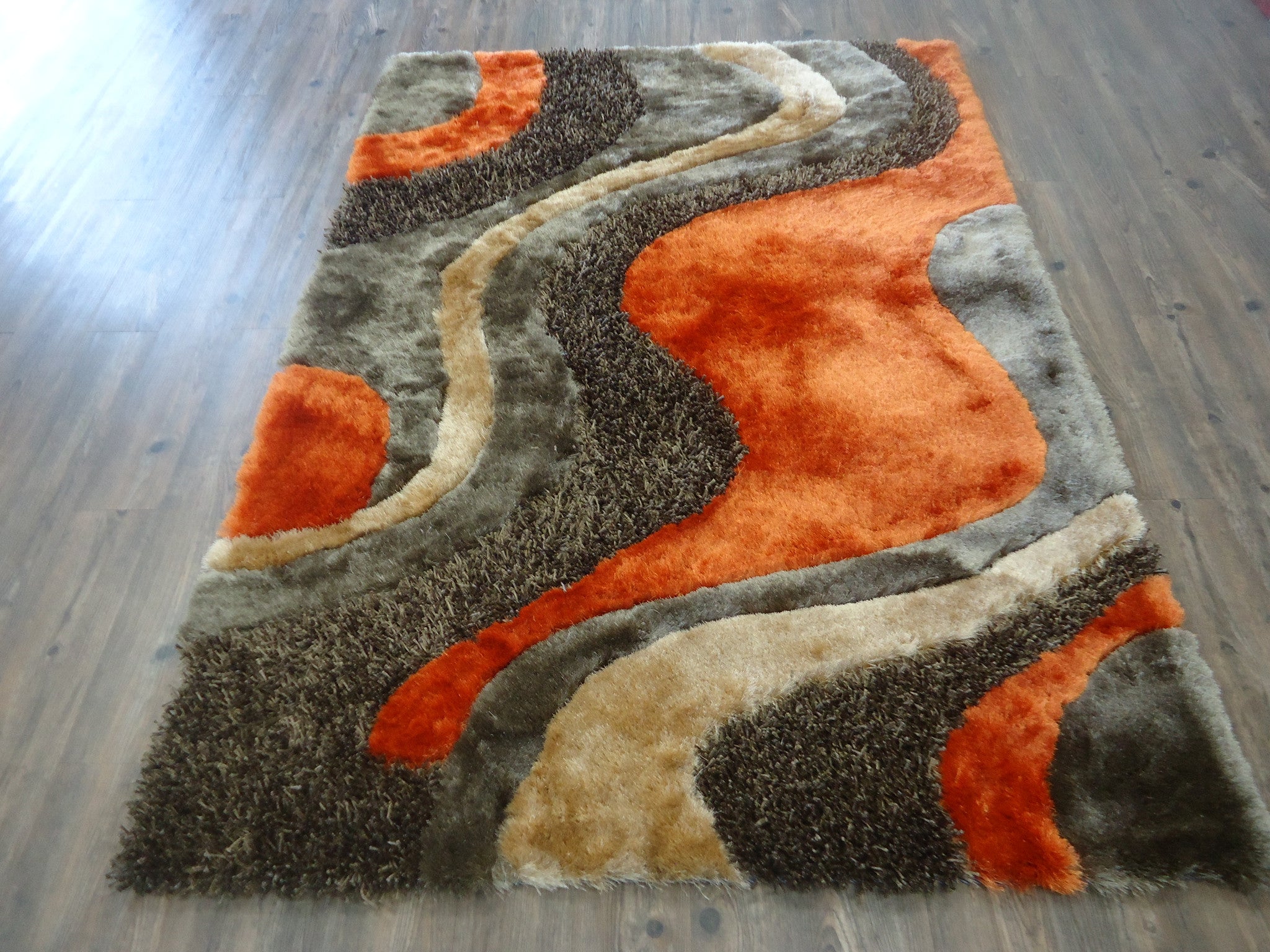 Shag Brown with Orange Area Rug Rug Addiction