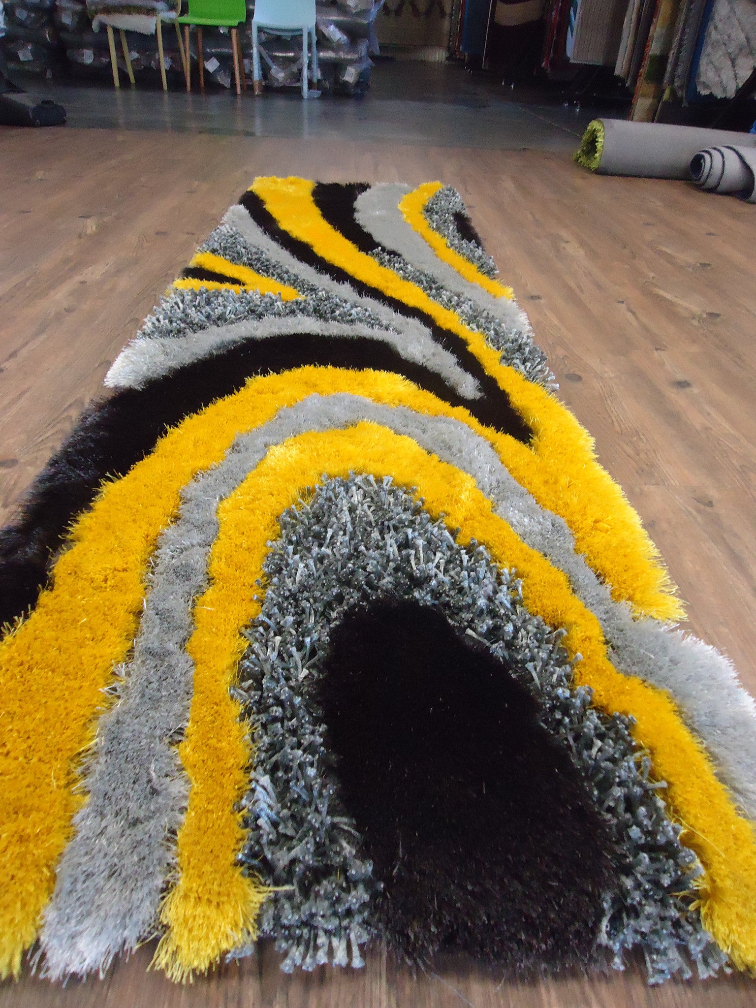 Grey with Yellow Shag Rug by Rug Addiction - ... Grey with Yellow Shag Rug 2' x 7'5