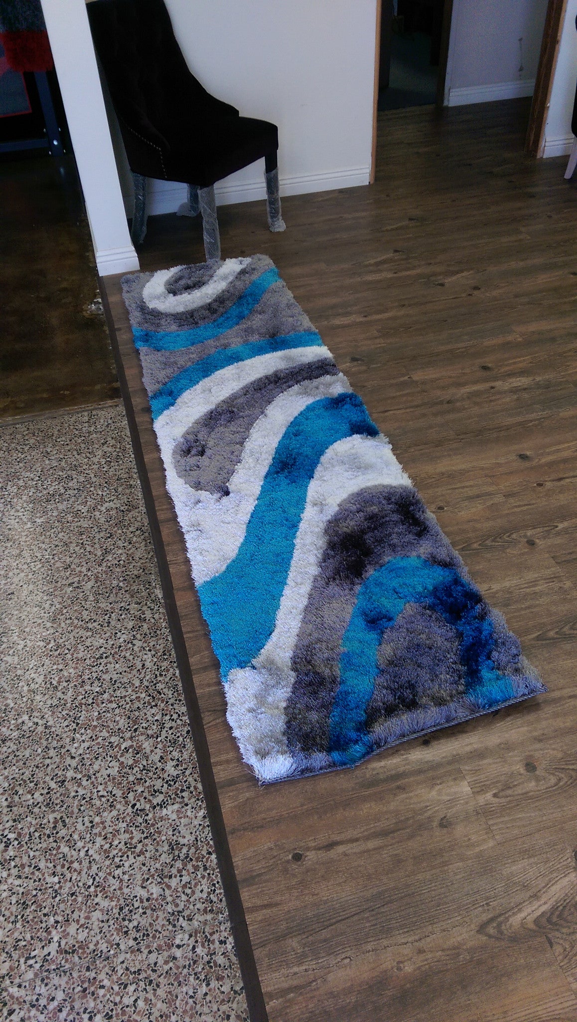 Hand tufted Shag Blue with Grey Area Rug Rug Addiction