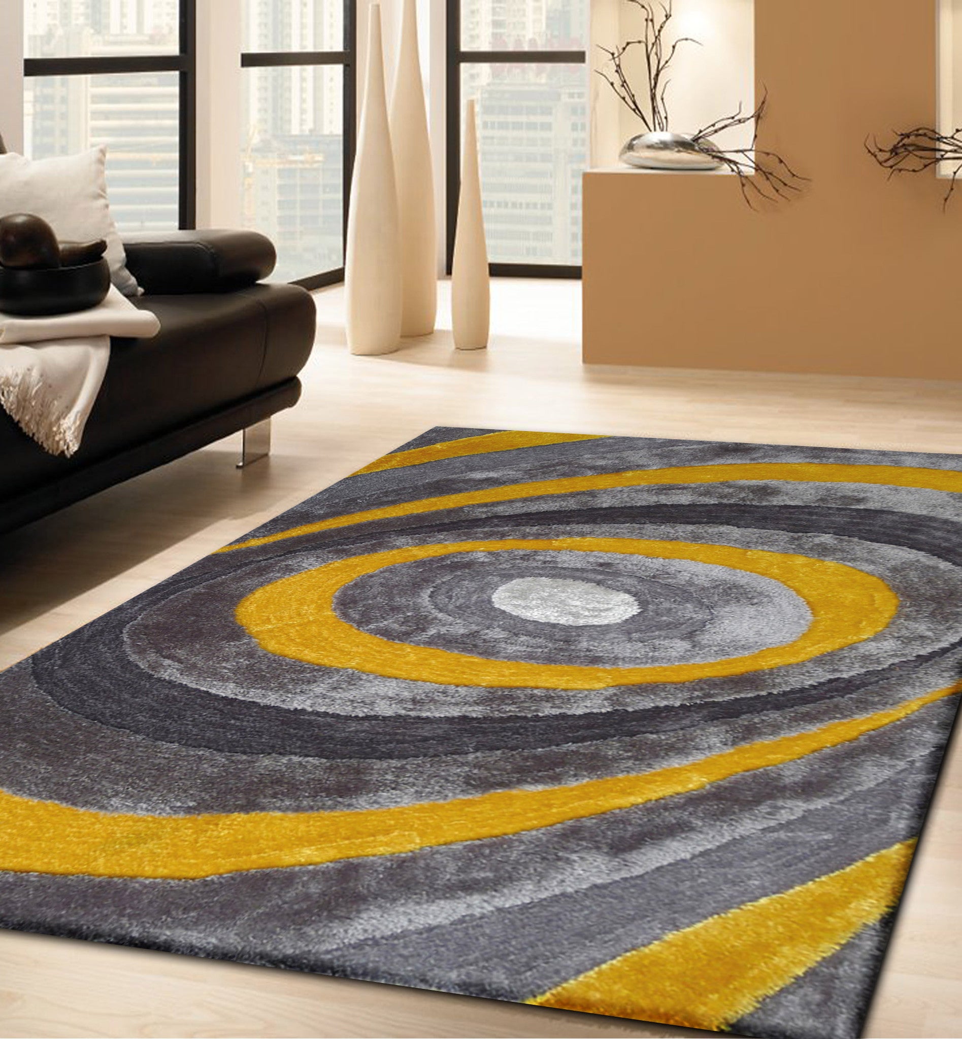 yellow gray area rug | Roselawnlutheran - Handmade Gray u0026 Yellow 3 Dimensional Shag Area Rug with Hand Carved  Design