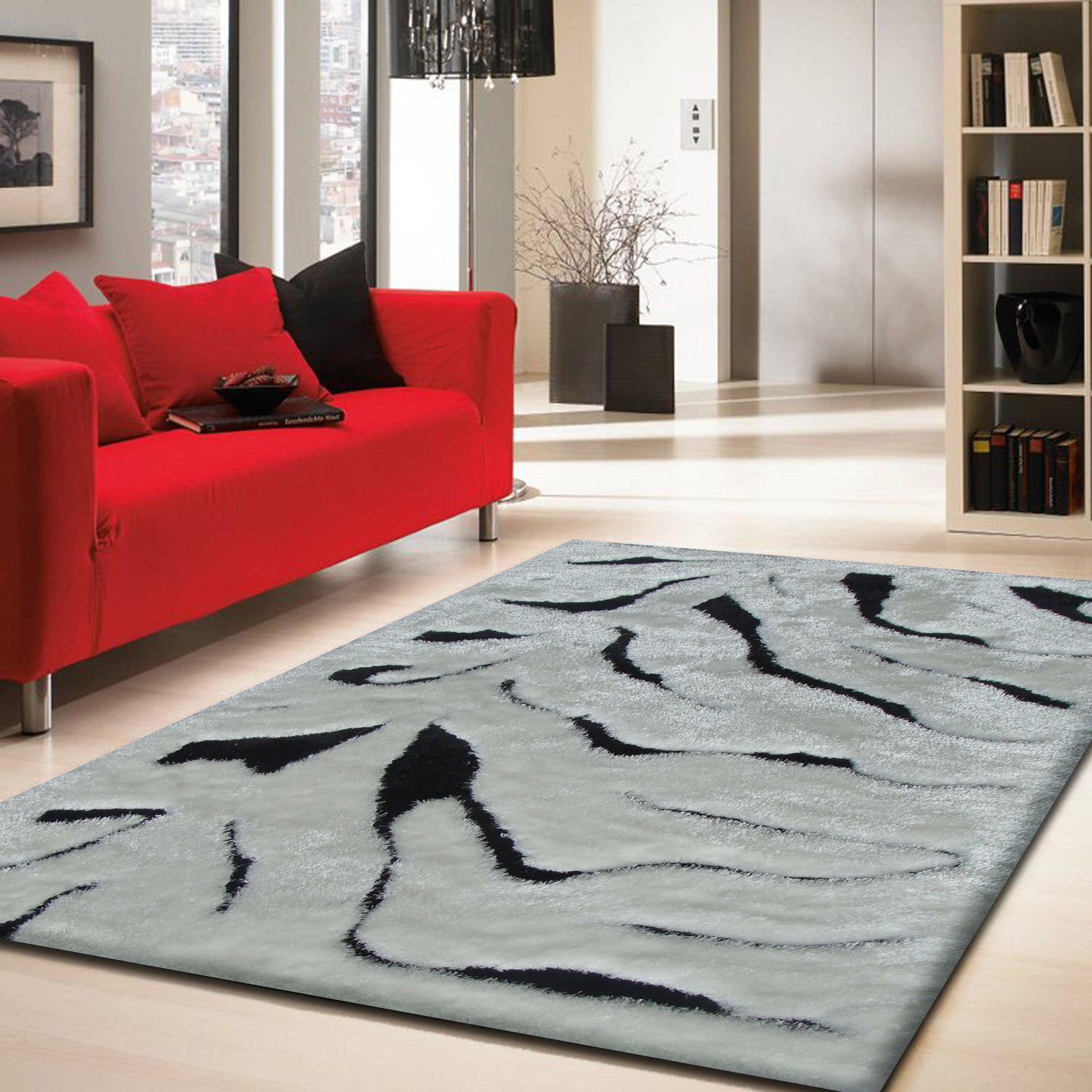 black and red shaggy rugs