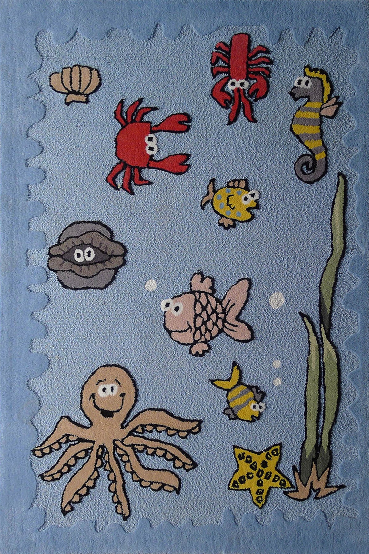 4 x 6 ft Boy s Aquarium Blue Bedroom Kids Area Rug with Sea