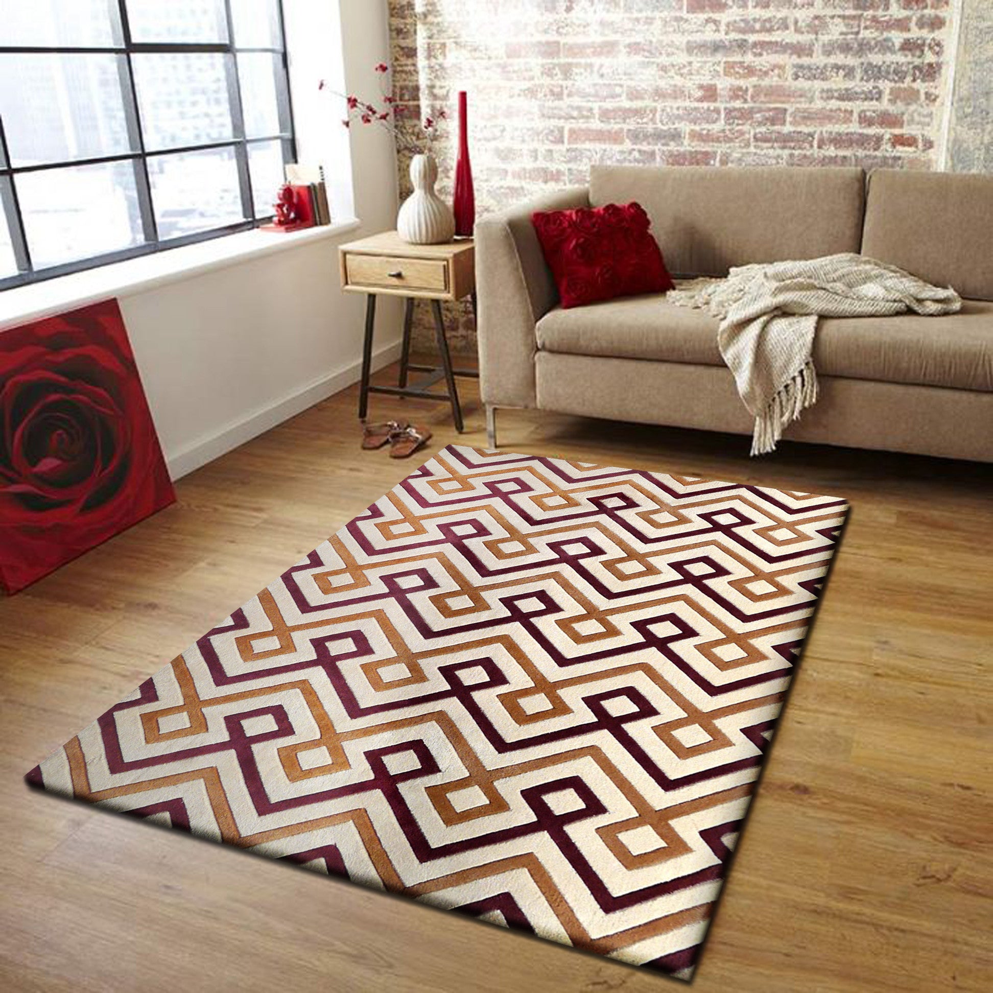 Modern Contemporary Brown Beige Area Rug Rug Addiction