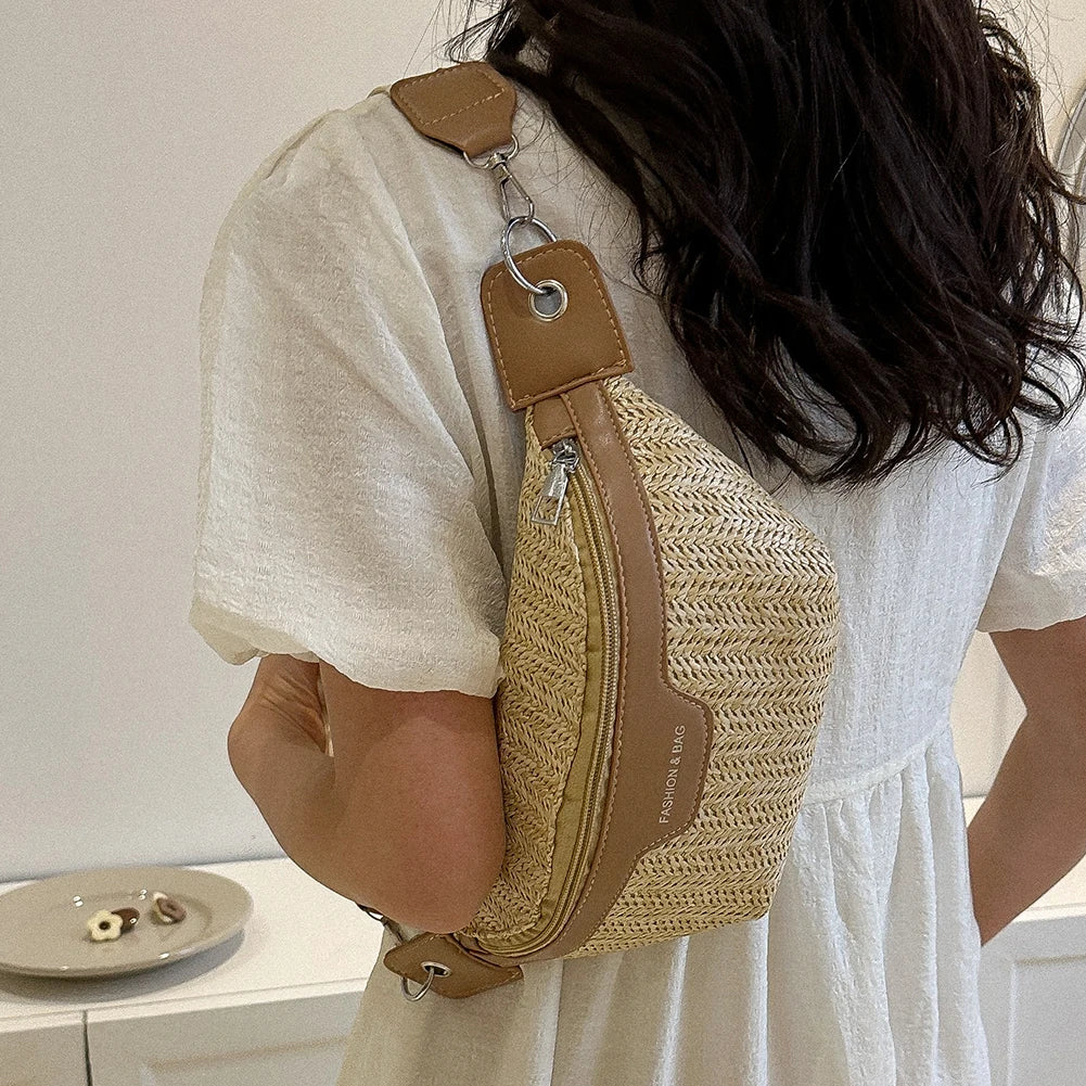 Sac banane femme en paille