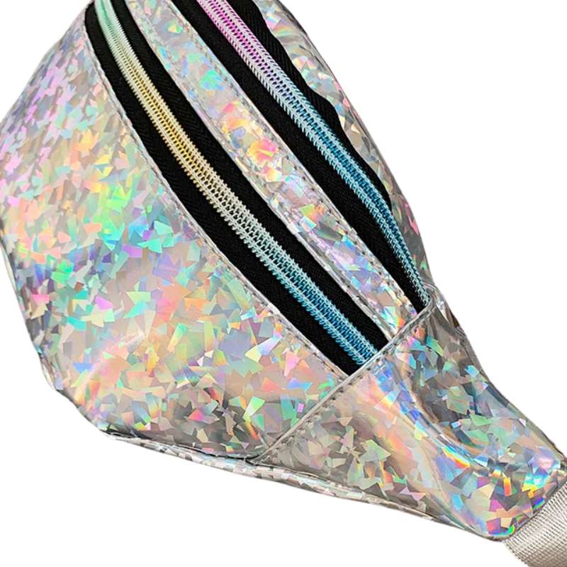 Sac banane argenté brillant