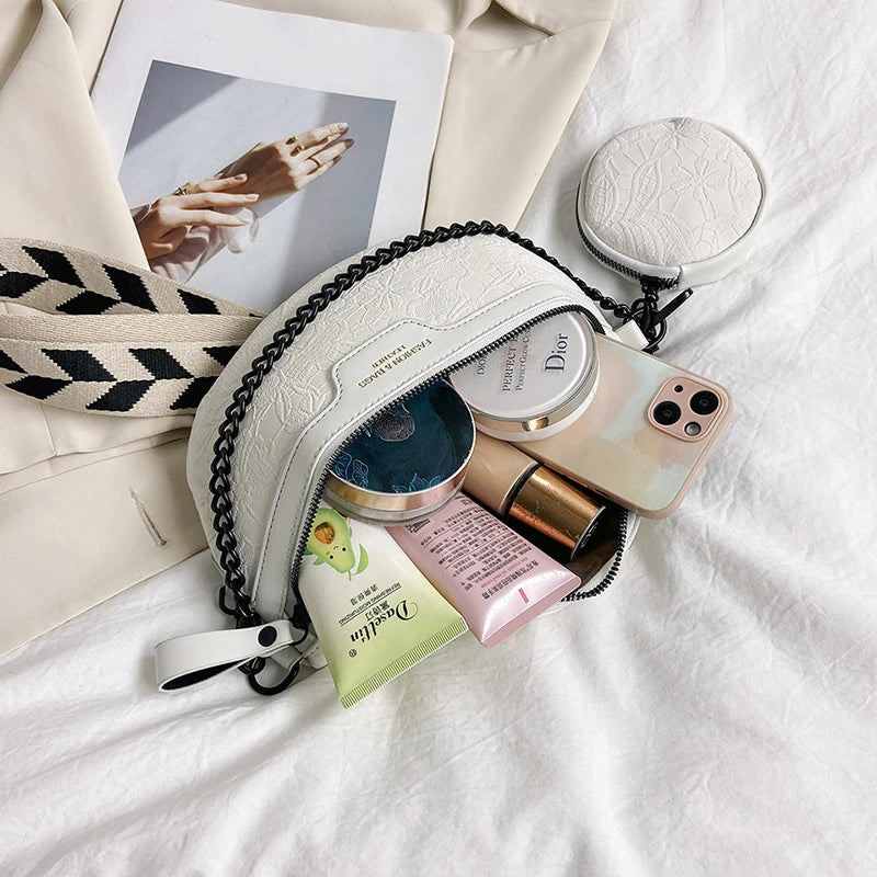 Sac banane fleuri blanc en cuir pour femme