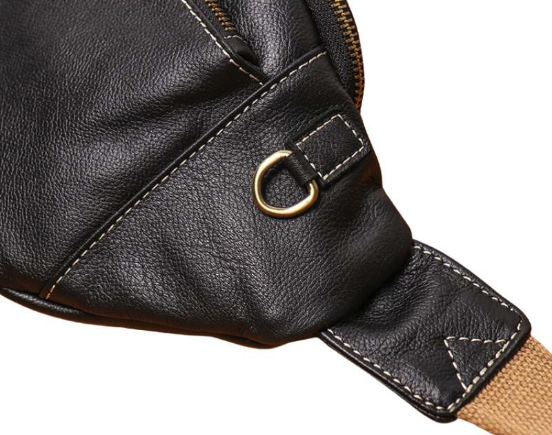 Sac banane homme en cuir noir