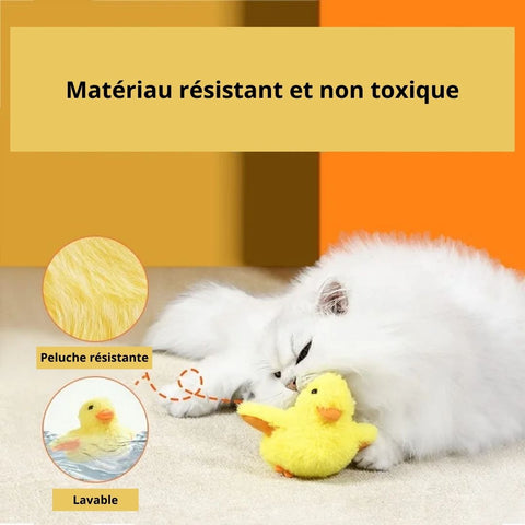 Peluche interactive canard pour chat conçue avec des matériaux non toxiques