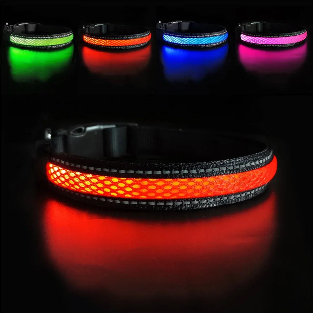 Collection de collier en nylon avec lumière Led pour chien