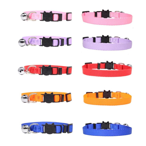 Différents coloris de notre gamme de collier personnalisable avec clochette pour chat