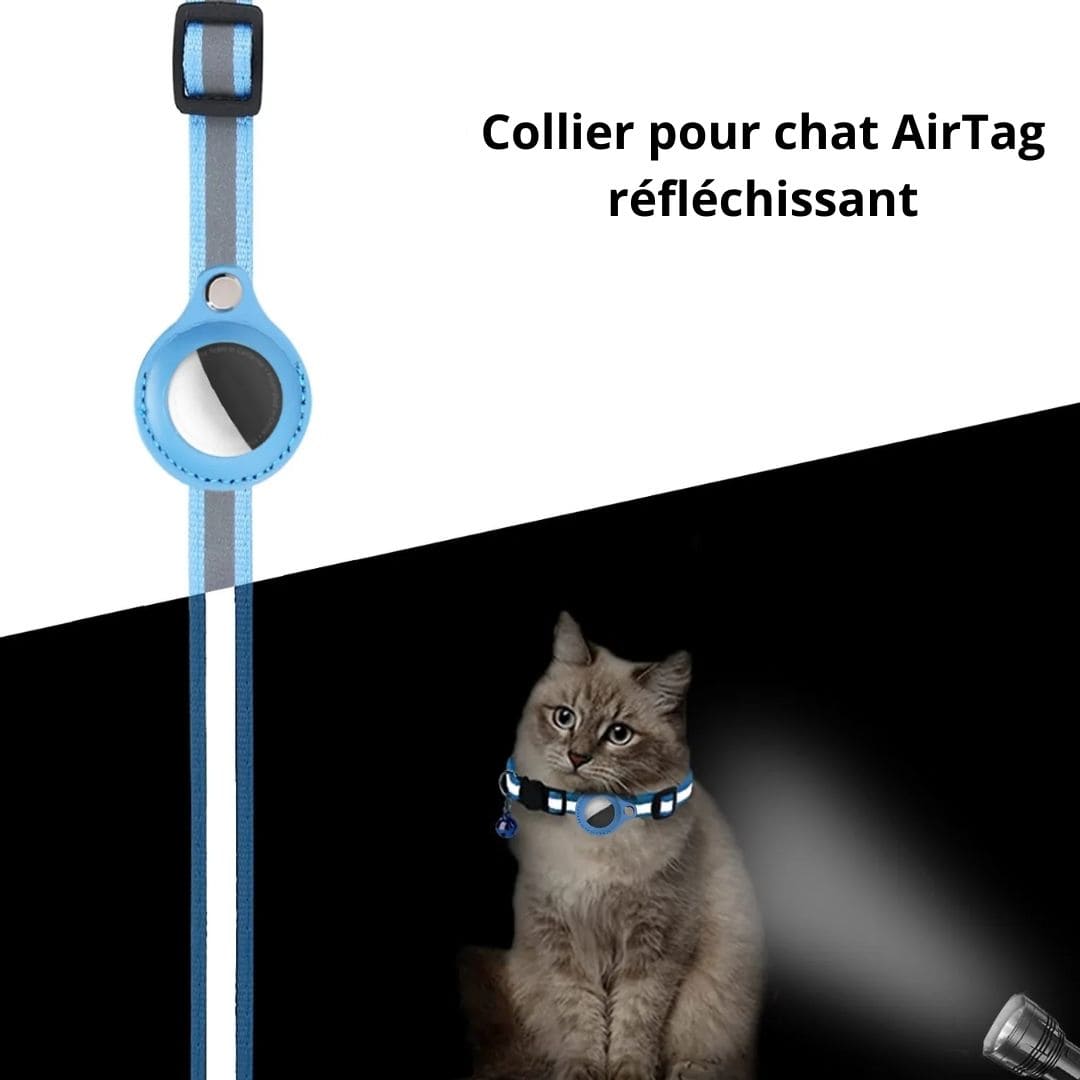 Collier support AirTag réfléchissant pour chat