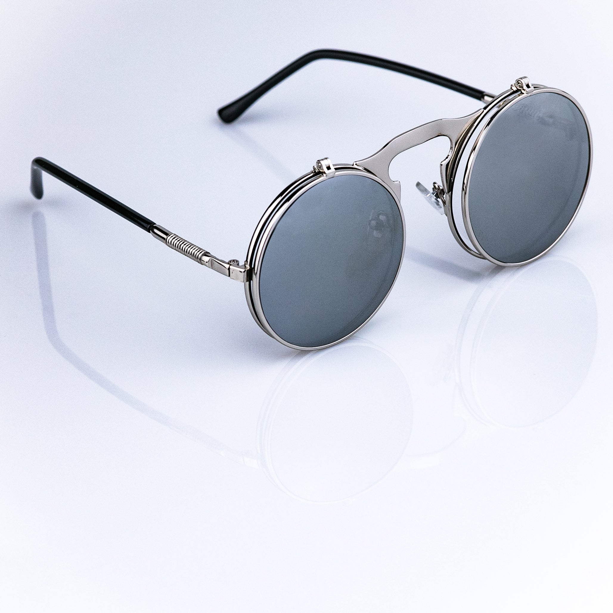 Hipster Sunglasses Steampunk Gothica Silver Frame