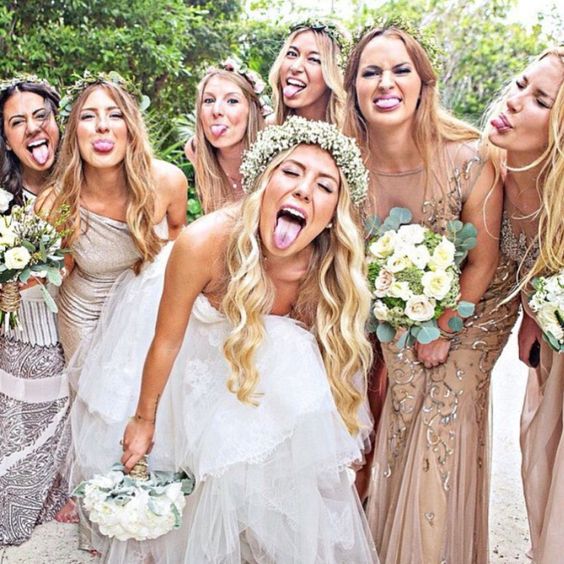 bridal party faces