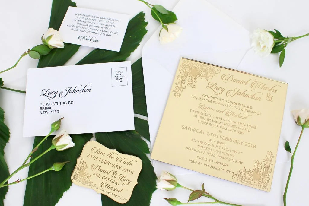 gold wedding invite