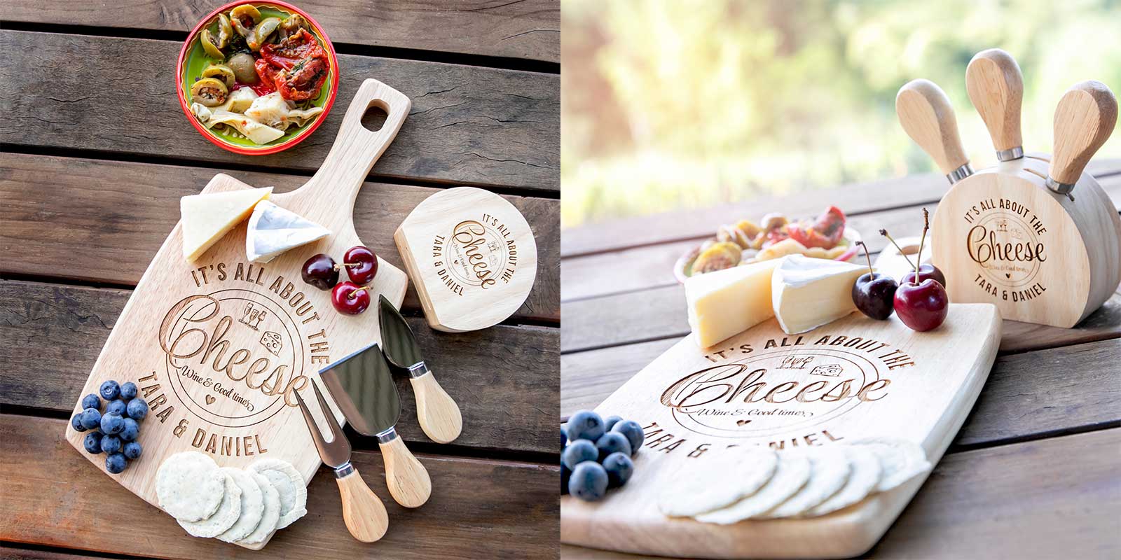 Paddle Chopping Board + Cheese Knife Set