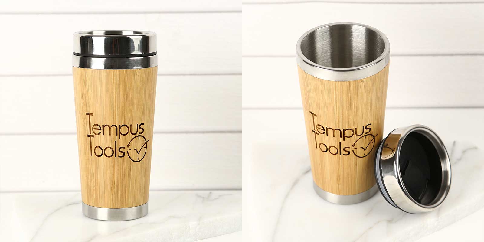 Engraved Corporate Bamboo 400ml Travel Mug